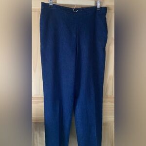 Alfred Dunner Jeans Dark Blue Denim 12P Elastic Waist Pleats Comfort Fit